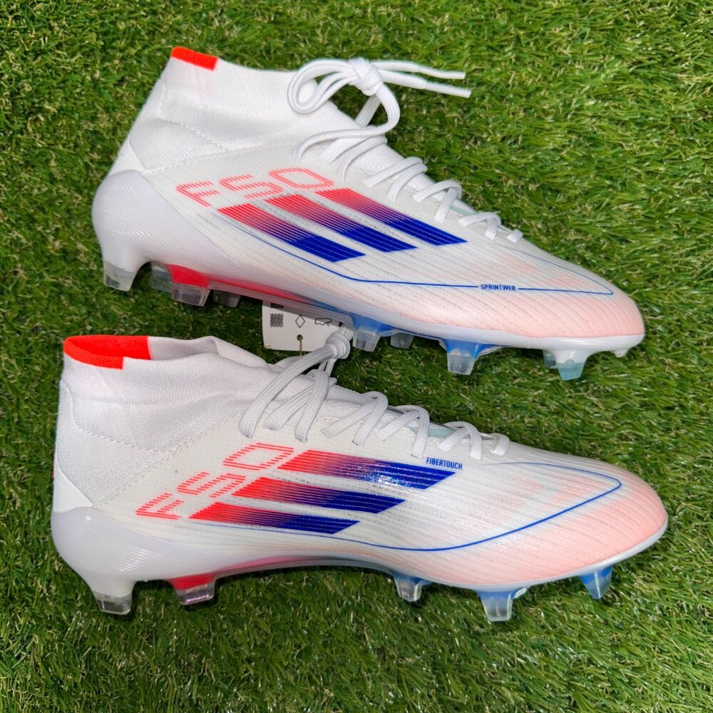Adidas F50 Elite Mid FG Soccer Cleats White Blue Red ID9203 Women's Size 6 NEW - Picture 9 of 10
